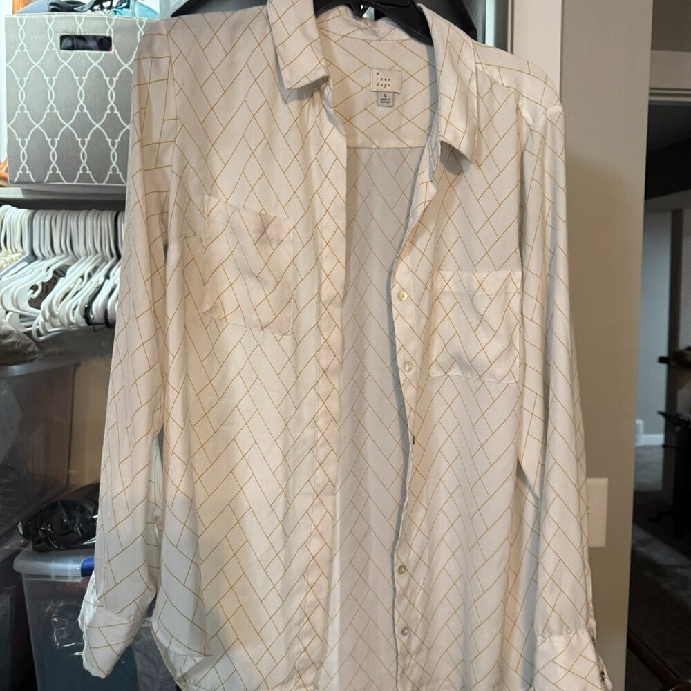 A New Day - button up dress shirt, mustard & cream